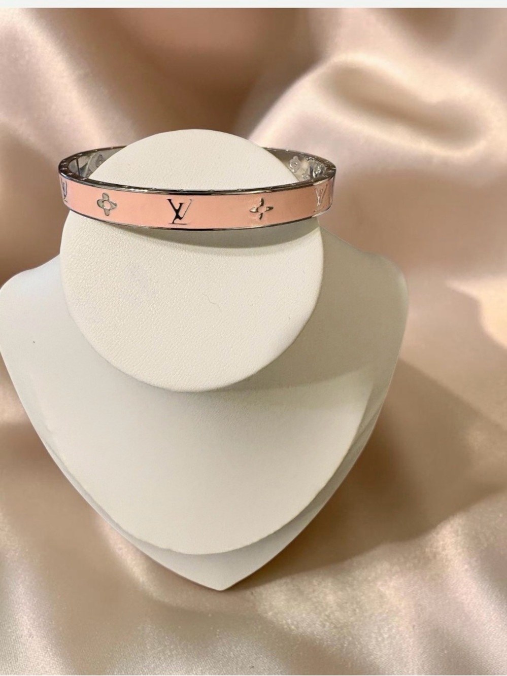 New Pink and Silver Bangle Bracelet Stainless Steel